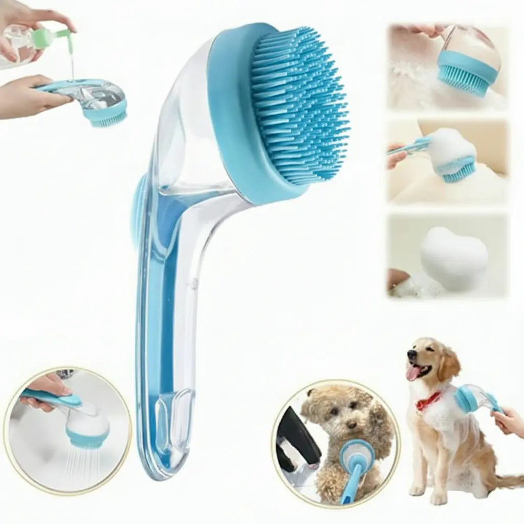 2026 New 2-In-1 Pet Bath & Grooming Deshedding Brush with Built-In Soap Dispenser, 8In×3In×4In, Gentle Massage Tool for Dogs & Cats, Boosts Beauty/Hair Care, Improves Bathing Experience, Promotes Blood Circulation